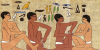 Egyptians practising the art of Reflexology